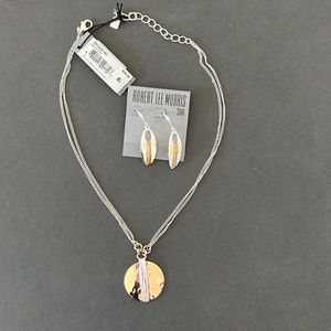 Robert Lee Morris two tone silver and copper necklace and earrings set